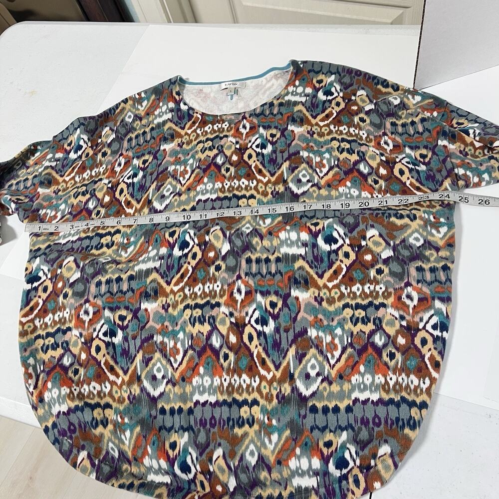 Tyler Boe Dolman Sleeve Sweater Cotton Cashmere Blend Size Small Geometric Aztec - Picture 9 of 12